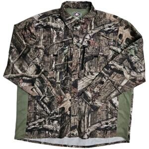 10X Hunting Camo Shirt Men's 2XL Mossy Oak Break Up infinity VENTED Button Front